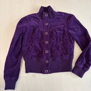 Forever 21 Purple Corduroy Snap Button Bomber